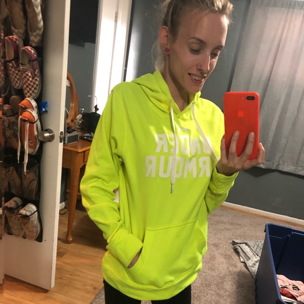 Neon under armor sweat shirt